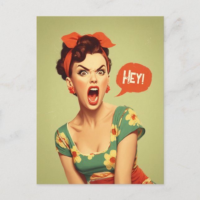 Cartão Postal Poderoso Grito Pin-Up Vintage (Frente)