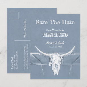 Cartão Postal Poeira Ocidental Azul Branco Rústico Envelhecido D