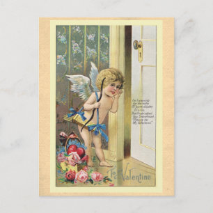 Cartão Postal Poema Cupido Vitoriano do Dia de os namorados Vint