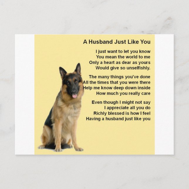 Cartão Postal Poema de Marido german shepherd (Frente)