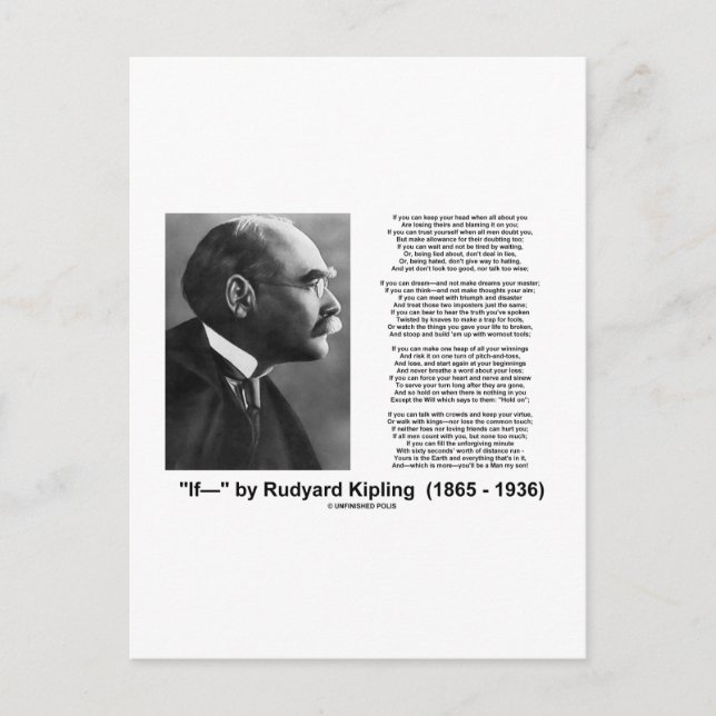 Cartão Postal Poema De Rudyard Kipling (Frente)