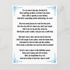 Cartão Postal Poema Engraçado para Mulher de 60 Anos de Idade