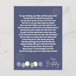 Cartão Postal Poema Muito Engraçado para Aniversário da Mamãe