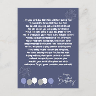 Cartão Postal Poema Muito Engraçado para Aniversário da Mamãe