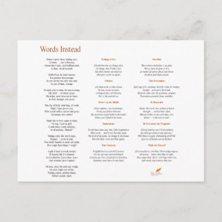 Cartão Postal Poema Palavras Em vez