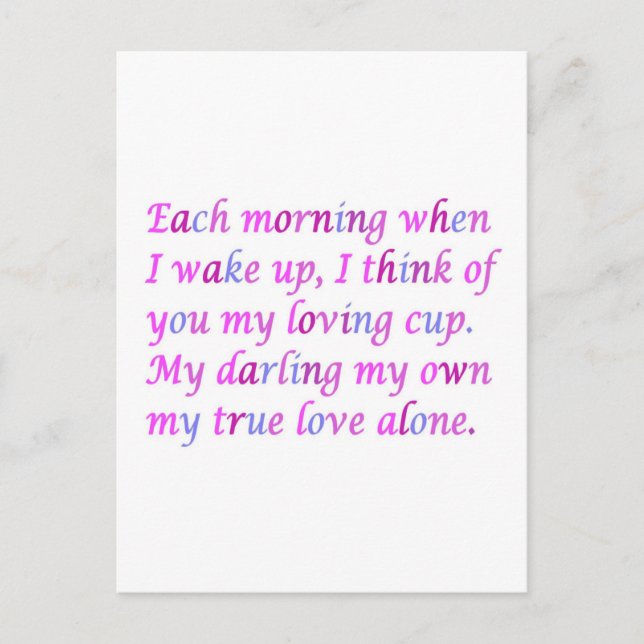 Cartão Postal Poema romântico para seu verdadeiro amor, cores mi (Frente)