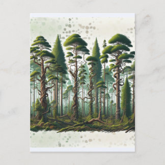 Cartão Postal Poema sobre a Perspectiva da Floresta de Árvores