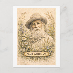 Cartão Postal Poeta Walt Whitman ao Estilo Vintage