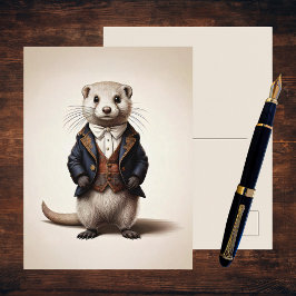 Cartão Postal Poetcore Literary Weasel | Dark Academia