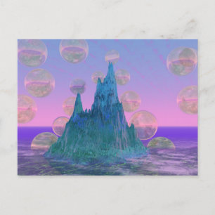 Cartão Postal Poetic Mountain, Abstrato Magic Teal Rosa