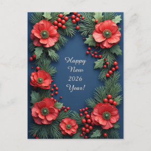 Cartão Postal ❄️ Poinsettia Festiva Resplandecência de Natal 🎄