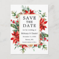 Poinsettia Floral em Aquarela Salve a Data