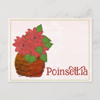 Cartão Postal Poinsettia Plant Watercolor December Birthday