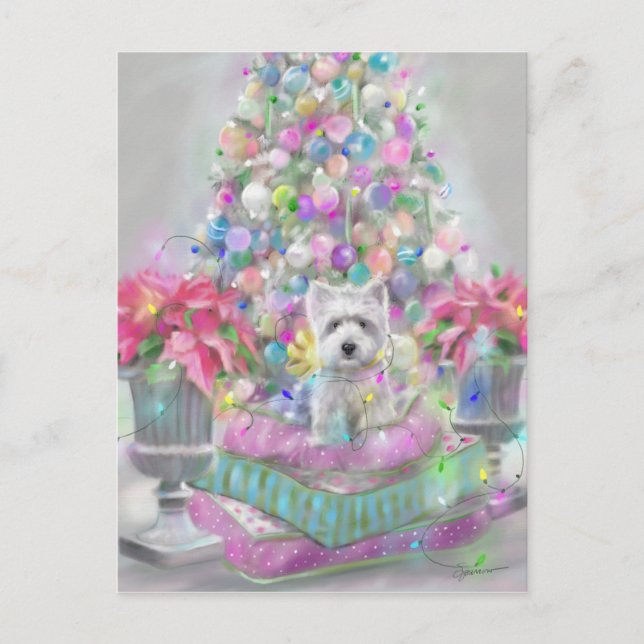 Cartão Postal Poinsettias Rosa (Frente)