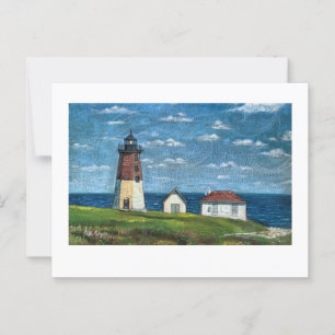 Cartão Postal Point Judith Lighthouse em Narragansett, RI 7x5