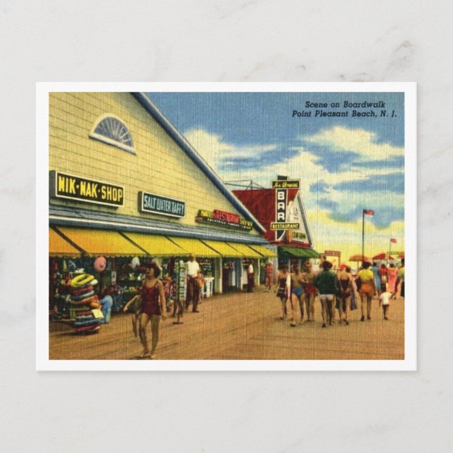 Cartão Postal Point Pleasant Beach Boardwalk 1940s (Frente)