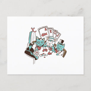 Cartão Postal Poker cats