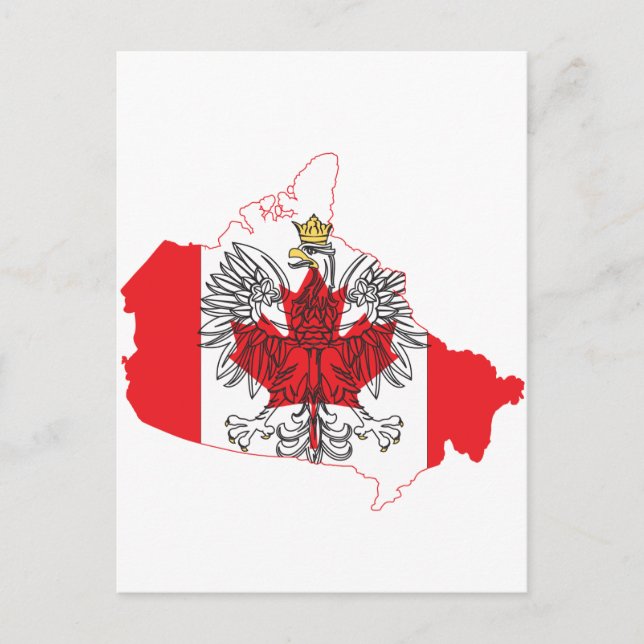 Cartão Postal Poland Canada Flag Map (Frente)