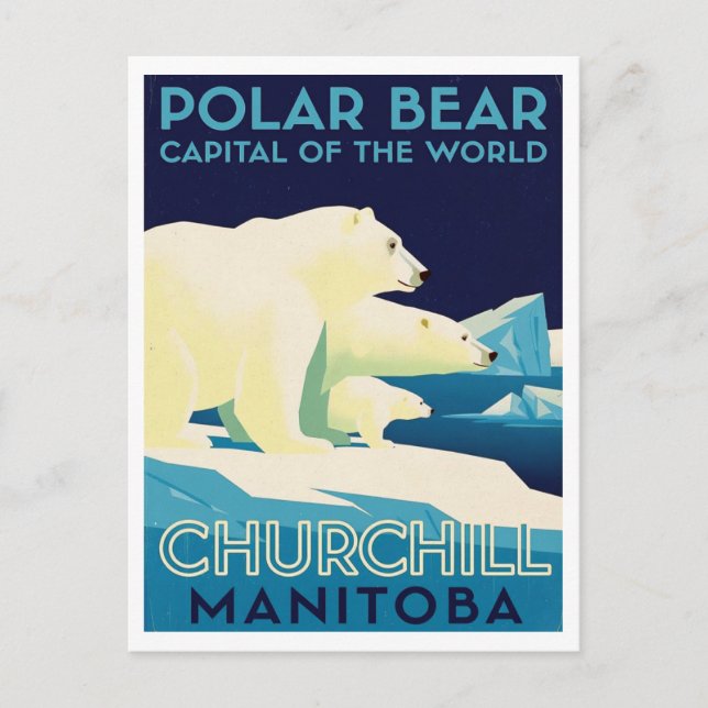 Cartão Postal Polar Bear Capital of the World Churchill Manitoba (Frente)