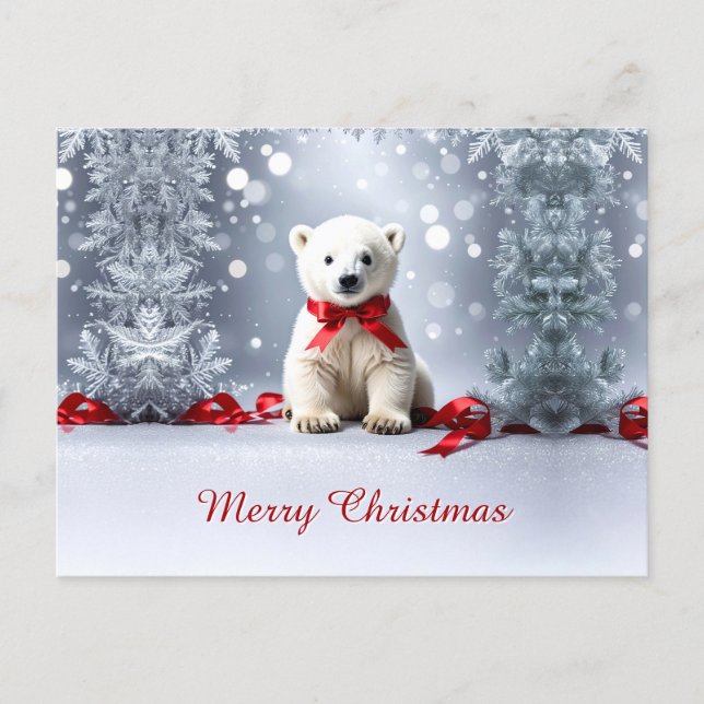 Cartão Postal Polar Bear Christmas Holiday Postcard (Frente)
