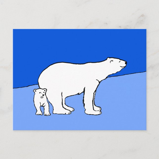 Cartão Postal Polar Bear Mãe e Pintura em Cubo - Arte Selvagem (Frente)
