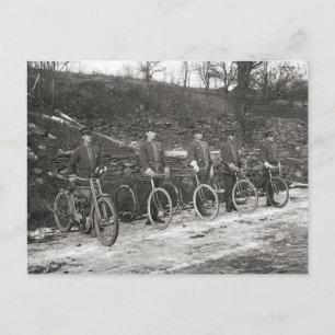 Cartão Postal Polícia de Bicicleta e Motocicleta, 1915. Foto Ant