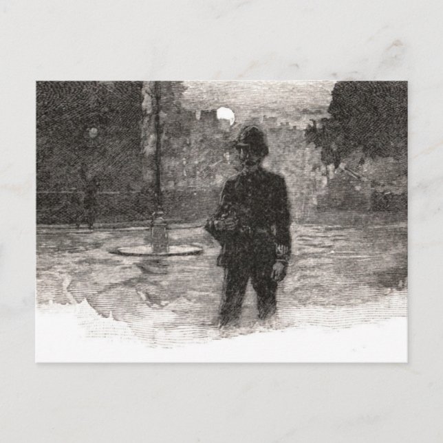 Cartão Postal Polícia de Londres à noite (Frente)