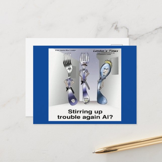 Cartão Postal Polícia de Silverware Engraçado do Rick London (Frente/Verso In Situ)