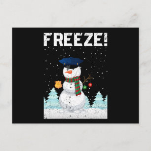 Cartão Postal Policial Boneco de Neve Polícia Navidad Policial N