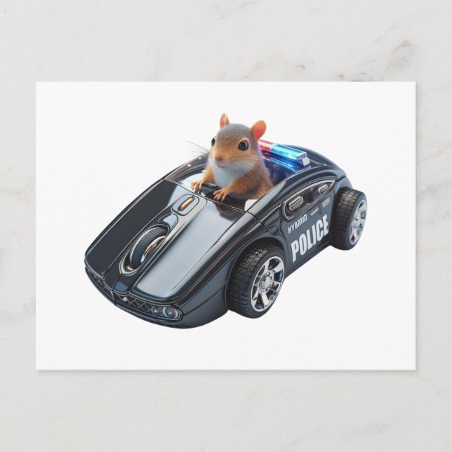 Cartão Postal Policial de Esquilo em Ação: Pare ou eu vou clicar (Frente)