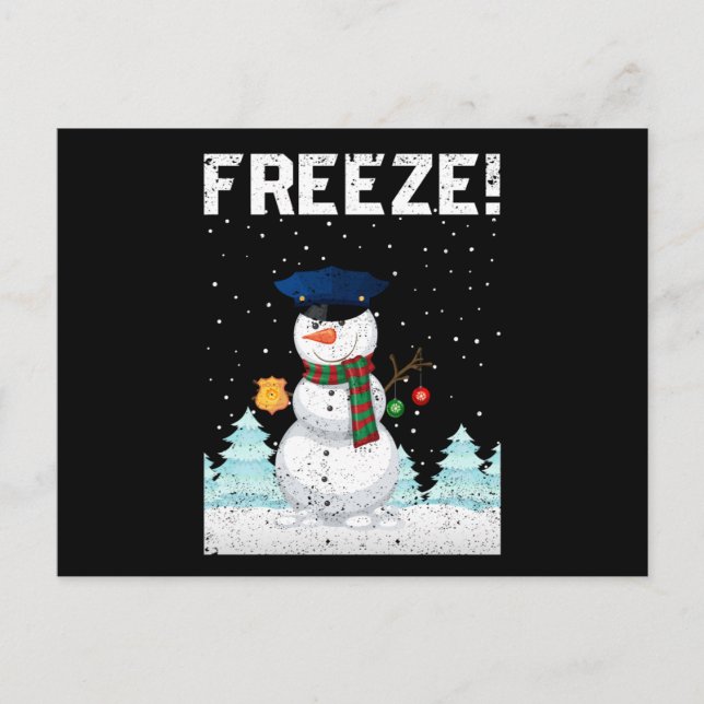 Cartão Postal Policial Snowman Polícia Navidad Policial Xmas (Frente)