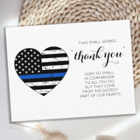 Policial Thin Blue Line America Flag Heart Obrigad