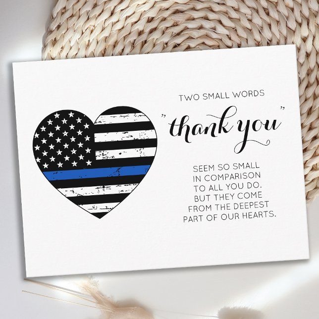 Cartão Postal Policial Thin Blue Line America Flag Heart Obrigad (Criador carregado)