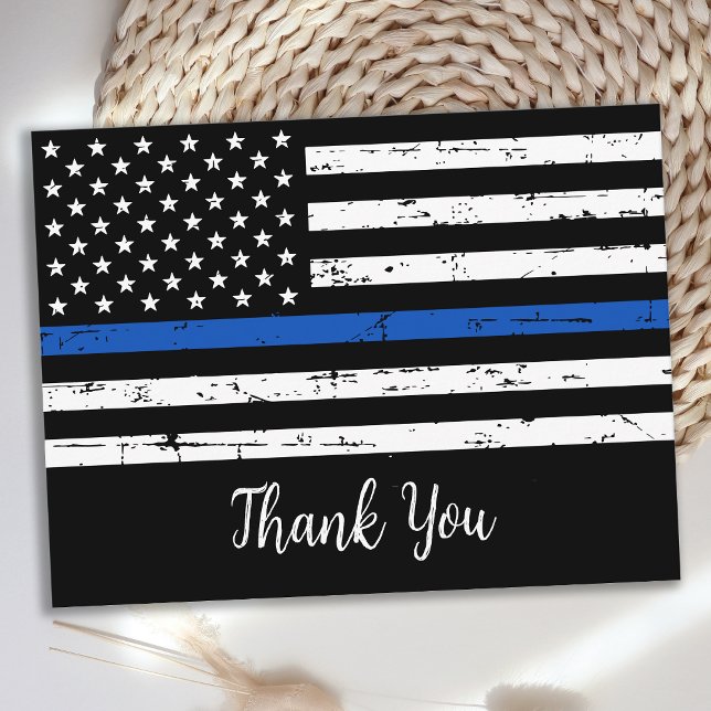 Cartão Postal Policial Thin Blue Line Flag Obrigado (Criador carregado)