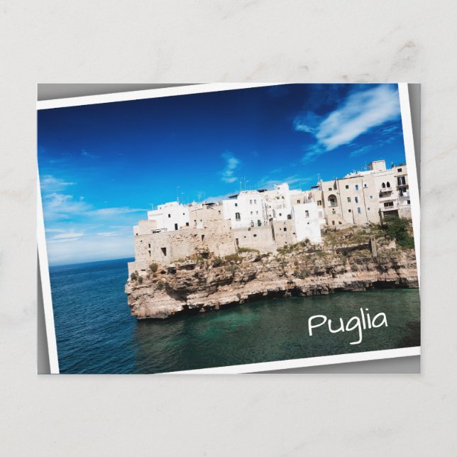 Cartão Postal Polignano a Mare houses em Puglia (Frente)