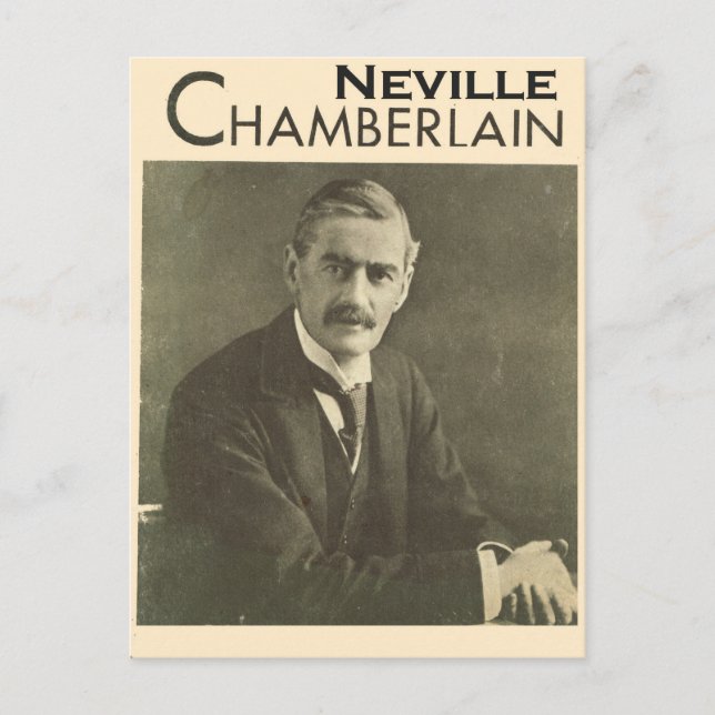 Cartão Postal Políticos Vintage, Neville Chamberlain (Frente)