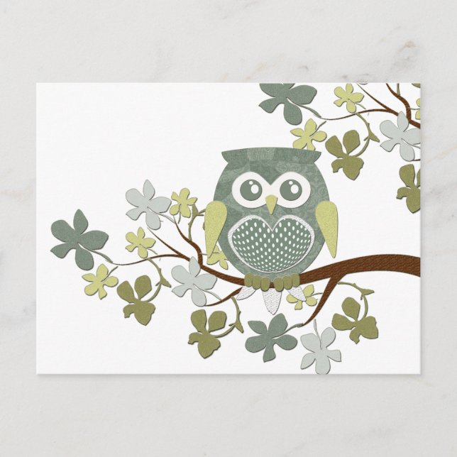 Cartão postal Polka Tree Owl (Frente)