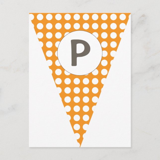 Cartão Postal Polkadot Orange Customizable Flag Bunting (Frente)
