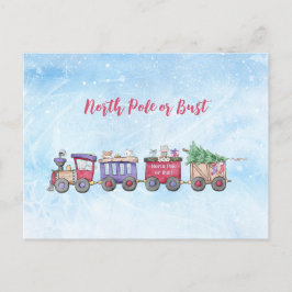 Cartão Postal Pólo Norte ou Nada Locomotiva de Natal Personaliza