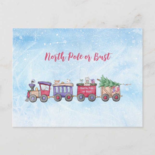 Cartão Postal Pólo Norte ou Nada Locomotiva de Natal Personaliza (Frente)