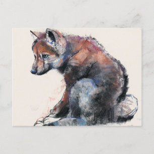 Cartão Postal Polonês Wolf Pup 2001