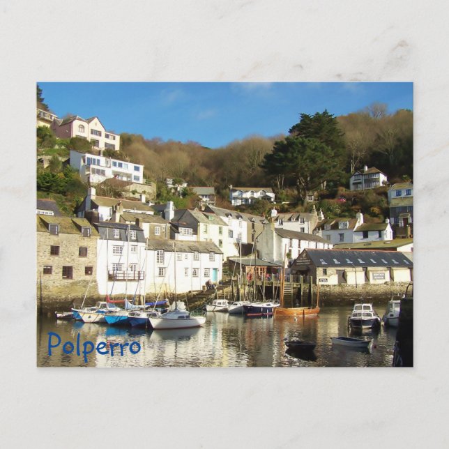 Cartão Postal Polperro Harbor Cornwall Inglaterra (Frente)