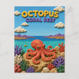 Cartão Postal Polvo, Arte em Argila do Recife de Coral