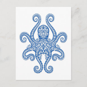 Cartão Postal Polvo Azul Intriciado