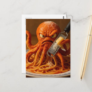 Cartão Postal Polvo de Espaguete Irado Surreal