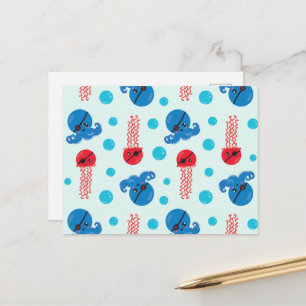 Cartão Postal Polvo Pirata, Água-viva Pirata, Animais Marinhos