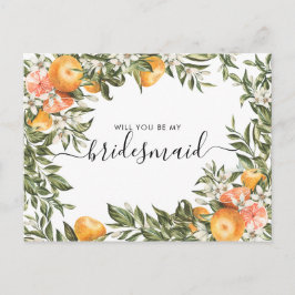 Cartão Postal Pomar de Citros de Aquarela | Be My Bridesmaid