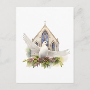 Cartão Postal Pomba Branca com Igreja