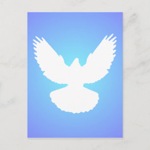 Cartão Postal Pomba da Paz em Voo Céu Azul Branco Simplesmente E