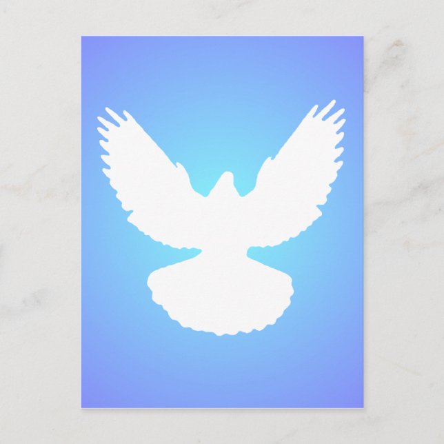 Cartão Postal Pomba da Paz em Voo Céu Azul Branco Simplesmente E (Frente)